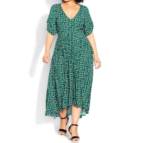 loralette Dresses & Skirts - LORALETTE green floral hi-low hemline maxi dress Size 22-24